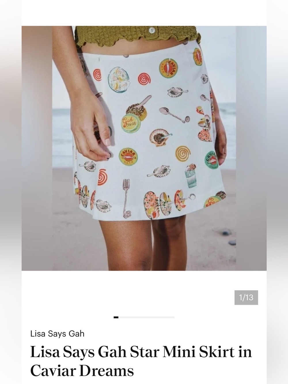 Lisa Says Gah Caviar Dreams Printed Mini Skirt NWT